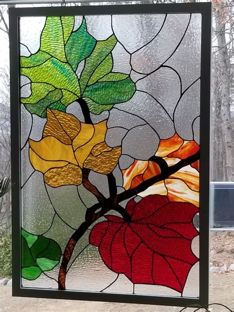 Stained Glass Autumn Leaves