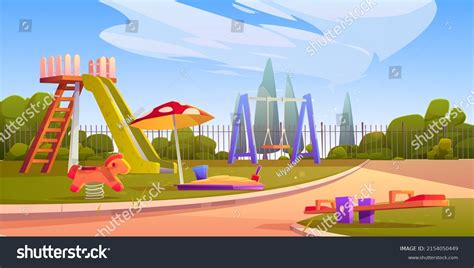 Kids Playground Sunny Weather Empty Children Stock Vector (Royalty Free) 2154050449 | Shutterstock