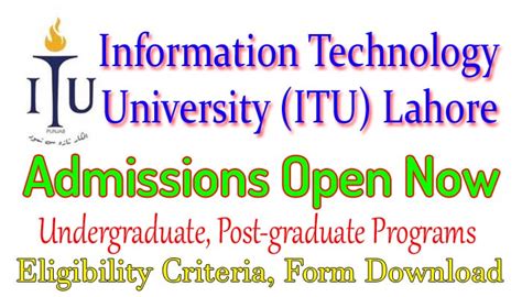 Information Technology University ITU Lahore Admission 2024 | WebStudy