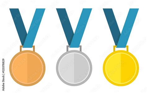 Medal vector set. Gold medal, silver medal, bronze medal. Medal Stock Vector | Adobe Stock