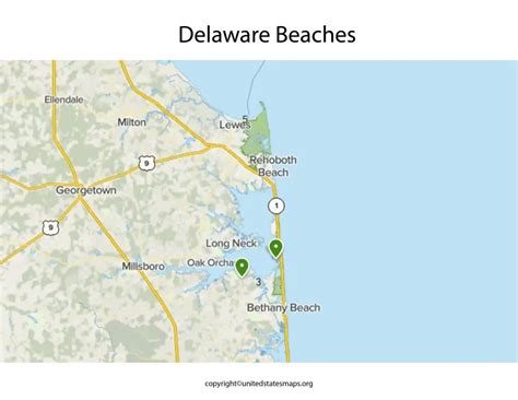 Delaware Beaches Map | Map of Delaware Beaches