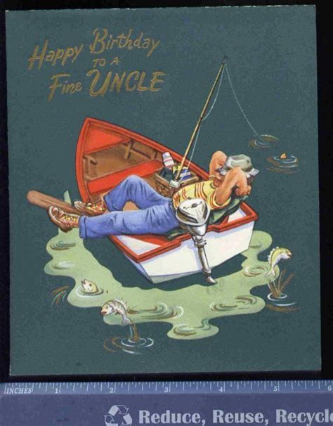 Vintage FISHING boat BIRTHDAY Greeting Card by vintagerecycling | Fishing cards, Birthday ...