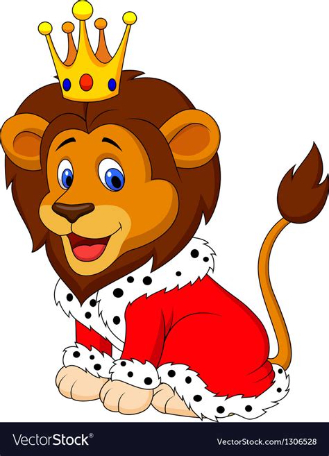 Cartoon lion in king outfit Royalty Free Vector Image