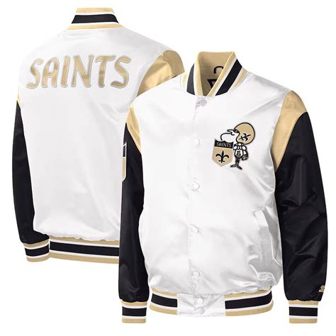 Varsity Satin Throwback Warm Up Pitch New Orleans Saints White and ...