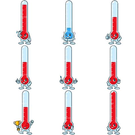 Thermometer Cartoon Character Clipart Vector Collection - FriendlyStock