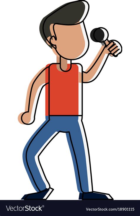 Young man karaoke celebrating cartoon Royalty Free Vector