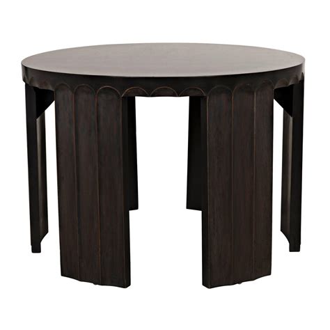 Fluted Side Table, Pale with Light Brown Trim - Blue Hand Home