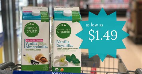 Get Simple Truth Almond or Soy Milks as low as $1.49 at Kroger! - Kroger Krazy