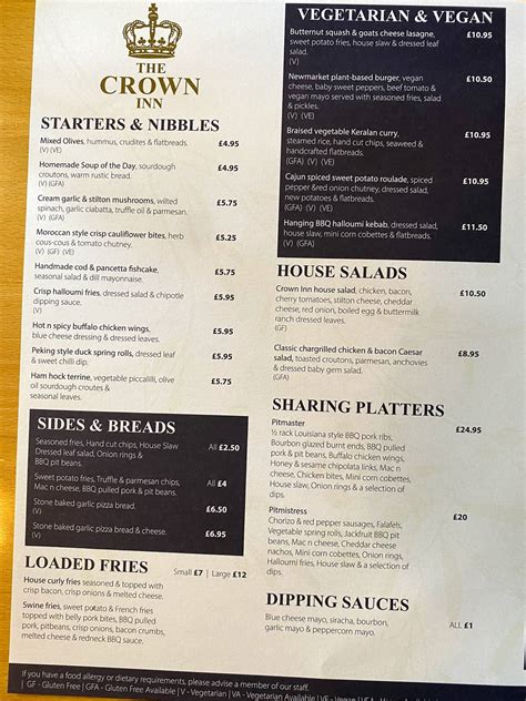 Menu at The Crown Inn pub & bar, Trelawnyd