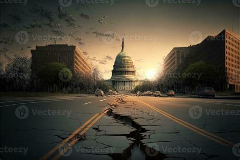 Washington dc earthquake on capitol and mall Illustration 23967390 ...