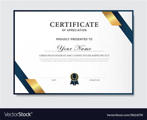 Creative certificate appreciation award Royalty Free Vector