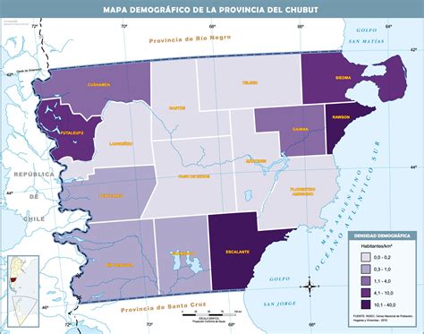 Demographic map of the province of Chubut | Gifex