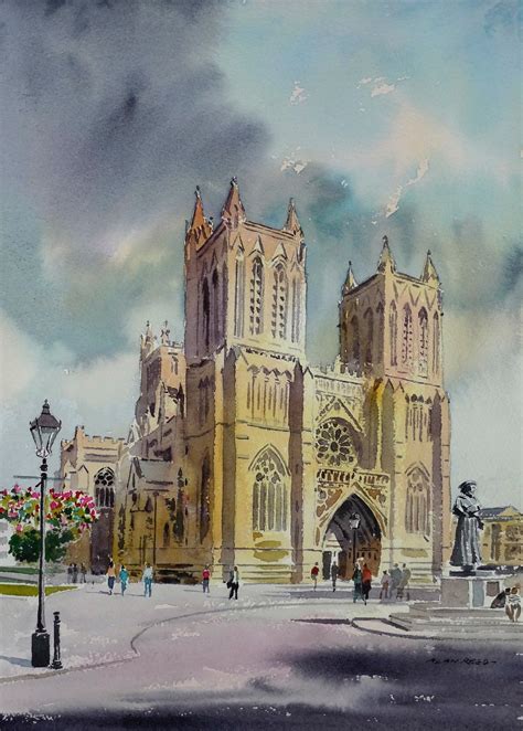 Bristol Cathedral Painting - Alan Reed Art Original Watercolours