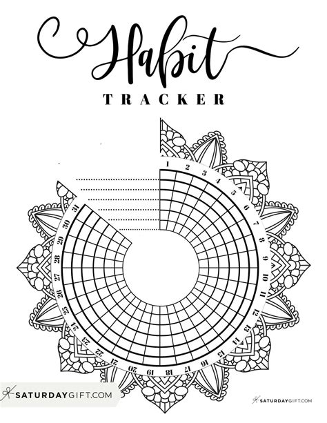 Undated Mandala Habit Tracker Monthly printable PDF Routine Printable, Printable Planner Pages ...