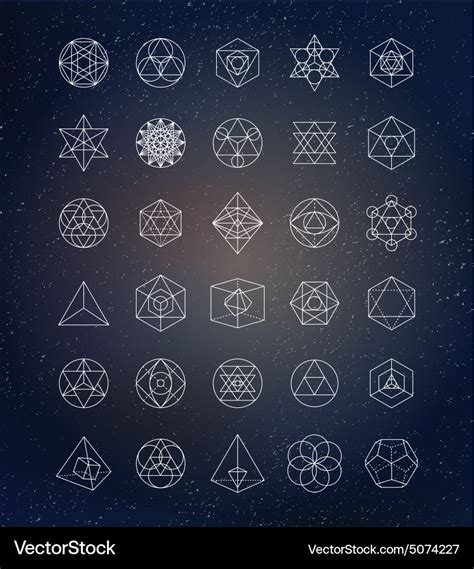 Sacred geometry alchemy spirituality icons Vector Image