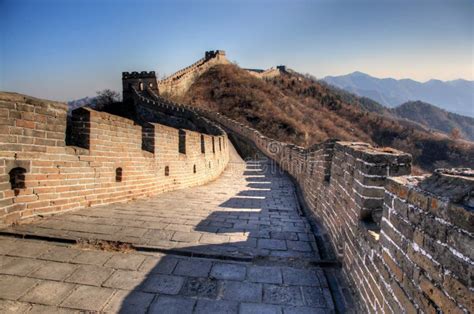 Great Wall of China on a Clear Winter Day with Bright Blue Sky Stock ...