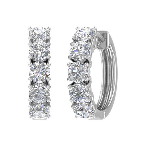 FINEROCK - 2 Carat Diamond Hoop Earrings in 14K White Gold - IGI ...