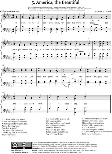 Public Domain Audio Video: America the Beautiful instrumental and vocal ...