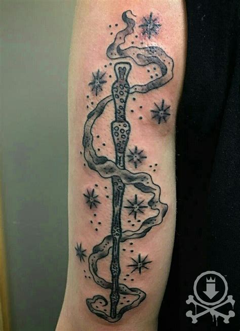 Awesome Harry Potter elder wand tattoo by Brendan Poblocki. | Wand ...