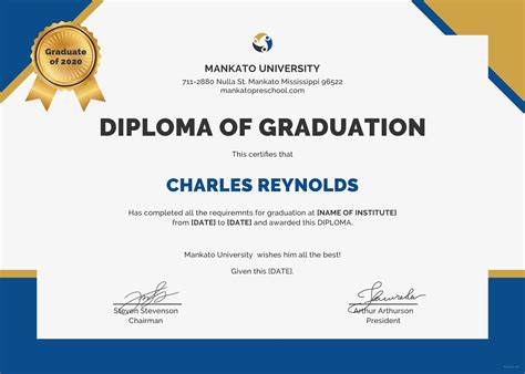 Free Printable Graduation Diploma Template - Printable Templates