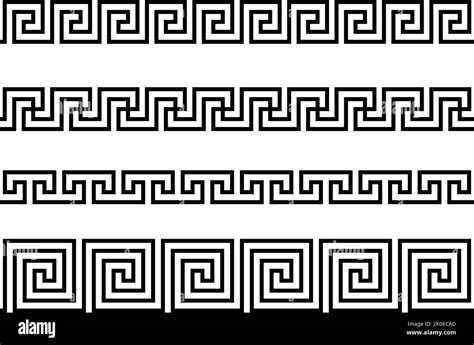 Greek key ornaments collection. Meander pattern set. Repeating ...