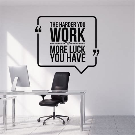 Vinyl Wall Decal Motivational Quote Hard Work Office Decorating Art St ...