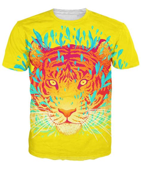 Red Tiger T Shirt a brightly colored tiger funny t shirt 3d unisex ...