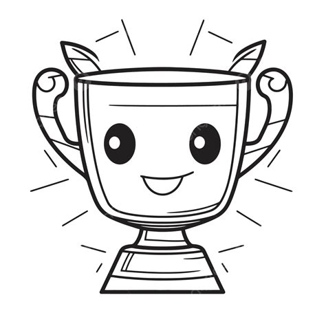 Coloring Page That Has A Trophy On Top Of It Outline Sketch Drawing Vector, Trophy Drawing ...