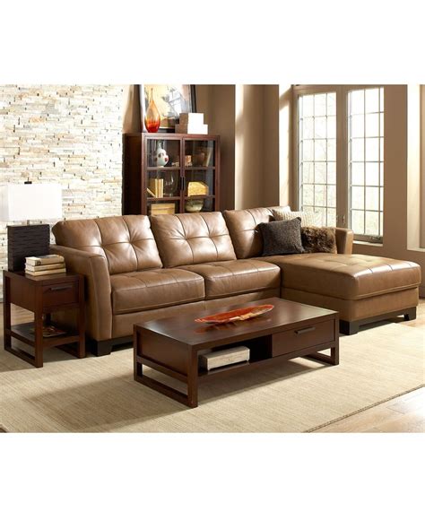 Martino Leather Sectional- Macy's | Living room leather, Leather living ...