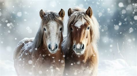 Snowy horses on snow background with empty space for text 26554523 Stock Photo at Vecteezy