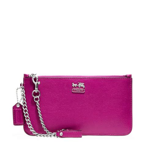 Coach Madison Leather Chain Wristlet in Pink | Lyst