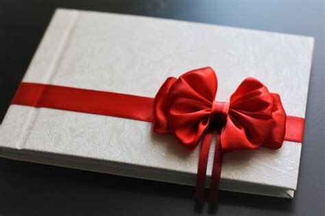 Red and White Wedding Guest Book, Red Bow Wedding Journal, White Brida ...