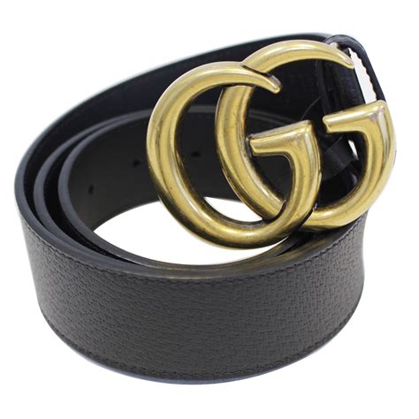 GUCCI Double G Buckle Leather Belt Black Size 41-US