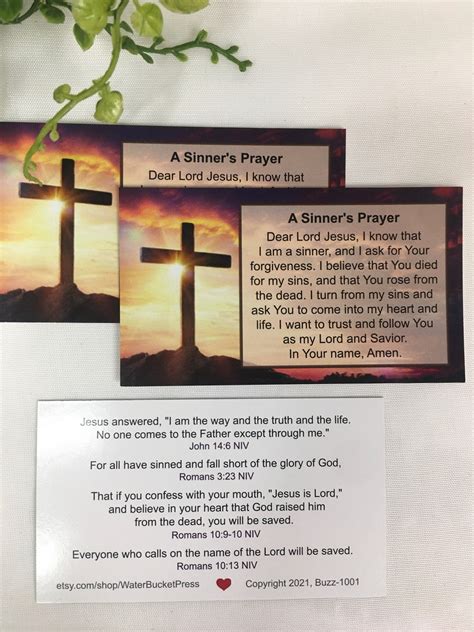 A Sinner's Prayer Scripture Cards Salvation Bible | Etsy