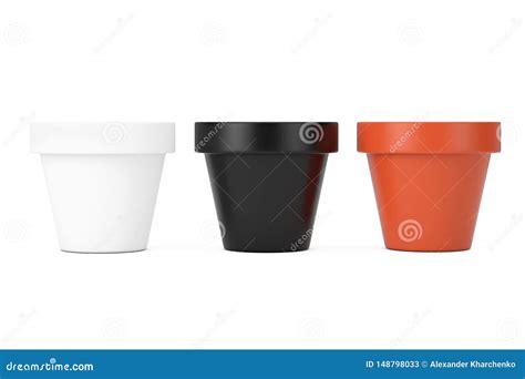 Branco Vazio, Preto E Brown Clay Flower Pots Unpainted Rendi??o 3d Ilustração Stock - Ilustração ...