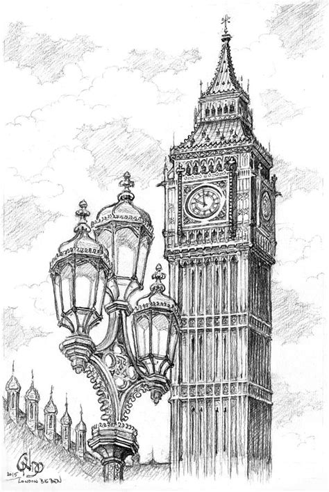 London Clock Tower Drawing at PaintingValley.com | Explore collection of London Clock Tower Drawing