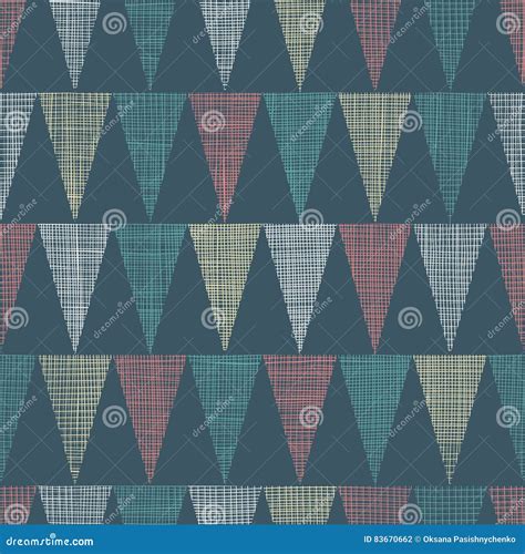 Vector Vintage Dark Grey Bunting Flags Triangles Seamless Pattern Background with Fabric Texture ...