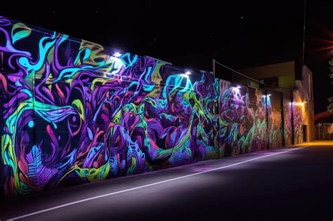 Premium AI Image | Blacklight and uvreactive mural of graffiti art in ...