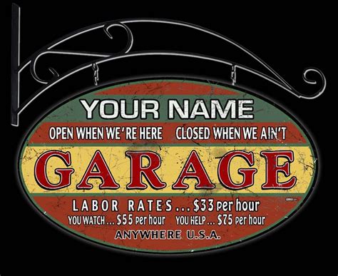 I love the vintage style garage items at this website, Garage Art. The tasteful ones anyways ...