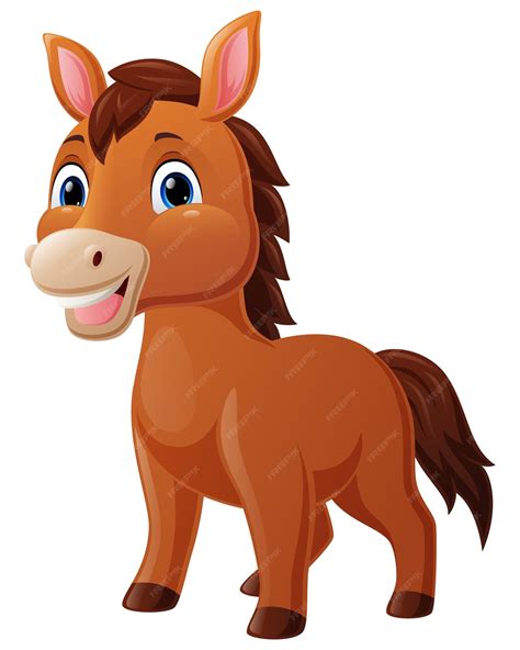 Lindo bebé caballo de dibujos animados sobre fondo blanco. | Vector Premium