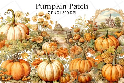 Boho Pumpkin Patch Watercolor Clipart Graphic by Rabbyx · Creative Fabrica