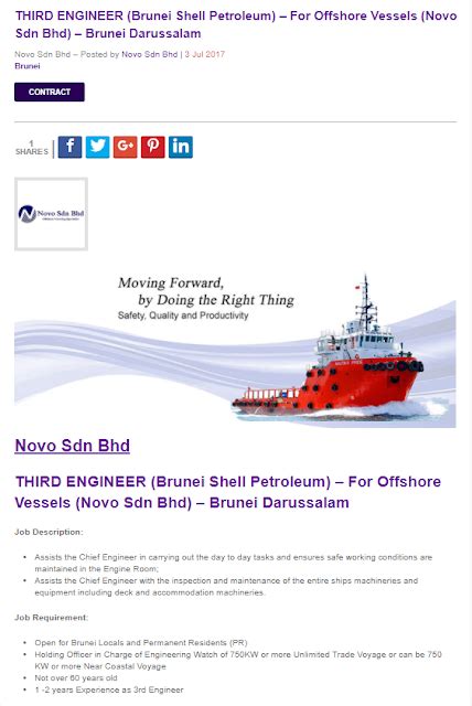 Oil &Gas Vacancies: THIRD ENGINEER (Brunei Shell Petroleum) – For ...