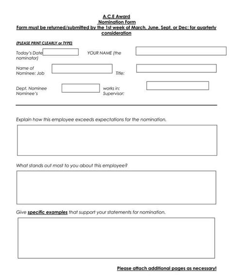 Printable Employee Of The Month Nomination Form