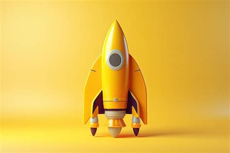 Premium AI Image | Abstract Yellow Rocket Ship Concept in Cartoon Style generative ai