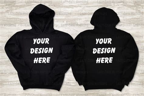 Black Hoodie Mock up Gildan 18500 Back Front Flat Lay Image - Etsy