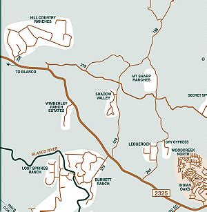 Detailed Map of the Wimberley, Texas Area