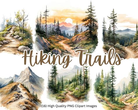 Hiking Trail Illustration Travel Graphics Mountains - Etsy