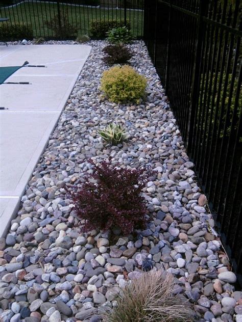 Easier clean pool landscape Landscaping Around Pool, Inground Pool Landscaping, River Rock ...