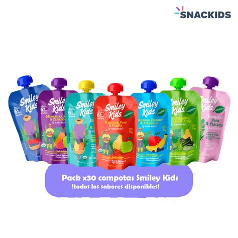 Pack x30 Puré Orgánico Variedades – Smiley Kids – Snackids