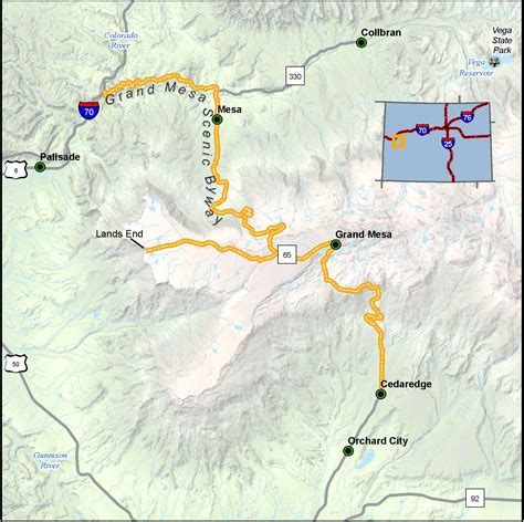 Grand Mesa Scenic Byway map